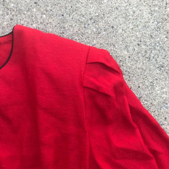 Vtg Lanz Red Long Sleeve Dress - Picture 5 of 8